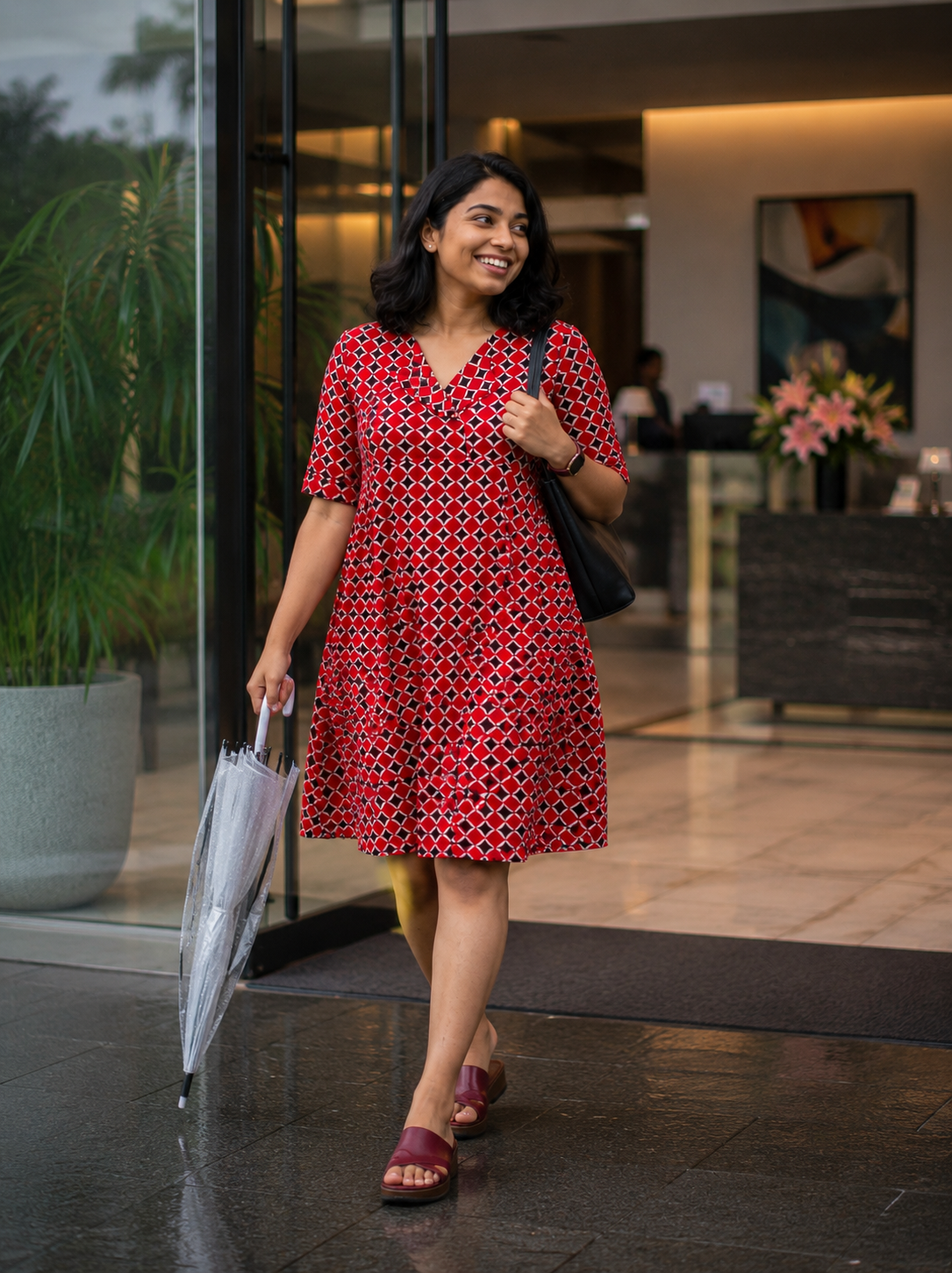 Red Tile Rain Dress