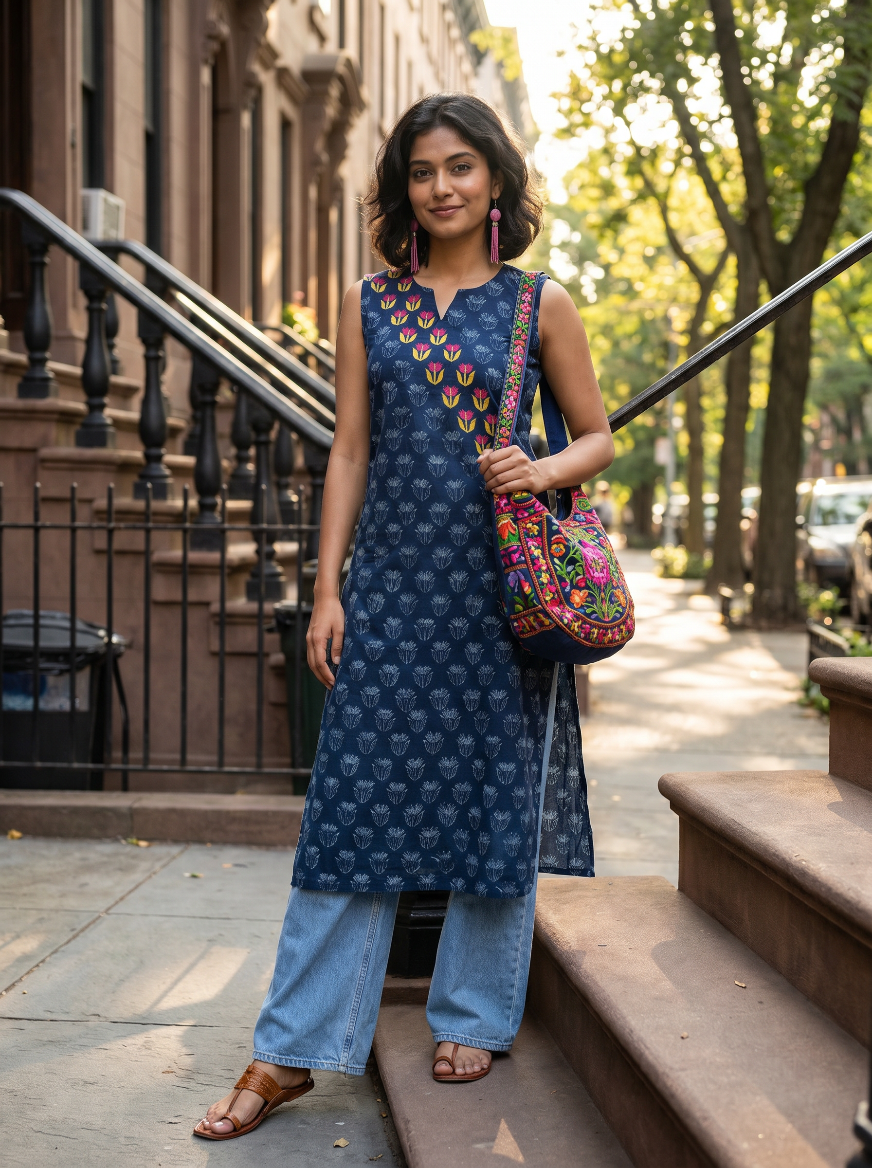 Indigo Lotus Blooms Kurta