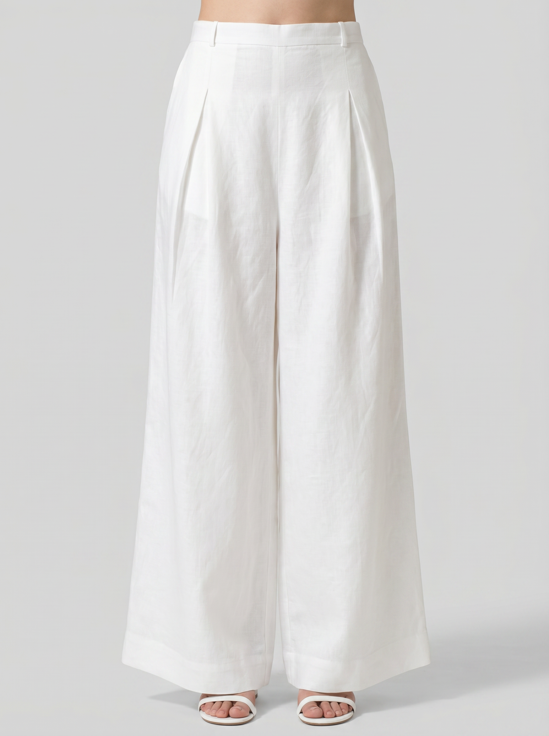White Linen Smart Pants