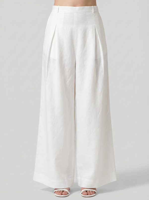 White Linen Smart Pants