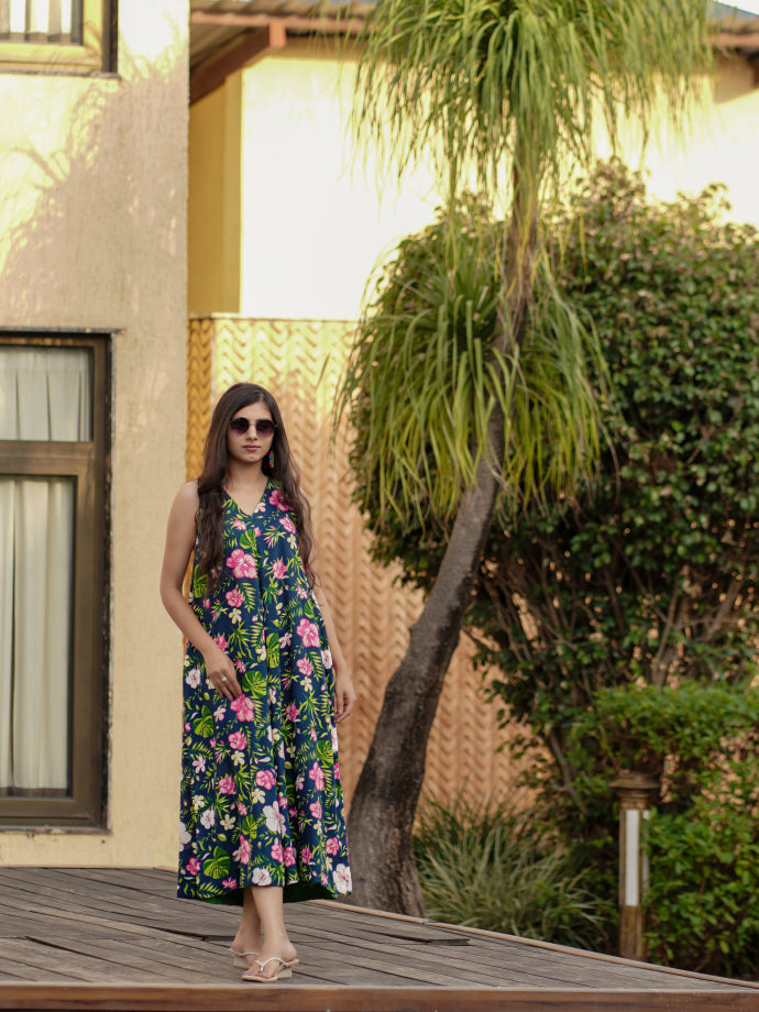 Coastal Blooms Flowy Dress