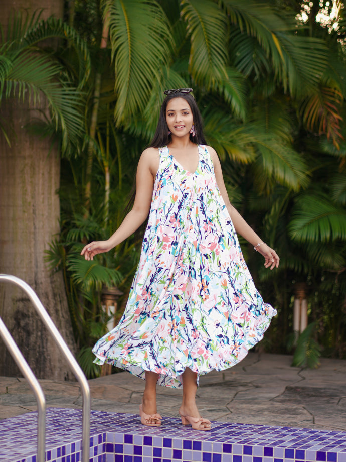 Coastal Breeze Halter-Neck Dress