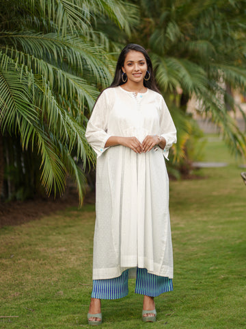 Satrangi Pankh White Cotton Kurta