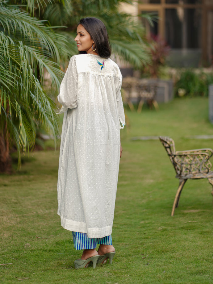 Satrangi Pankh White Cotton Kurta