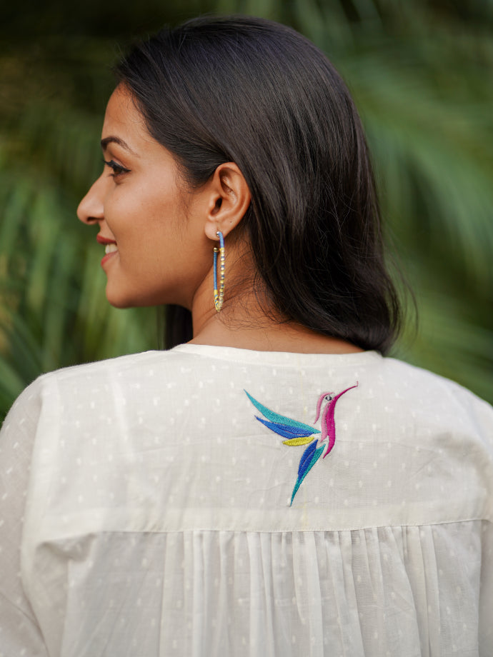 Satrangi Pankh White Cotton Kurta
