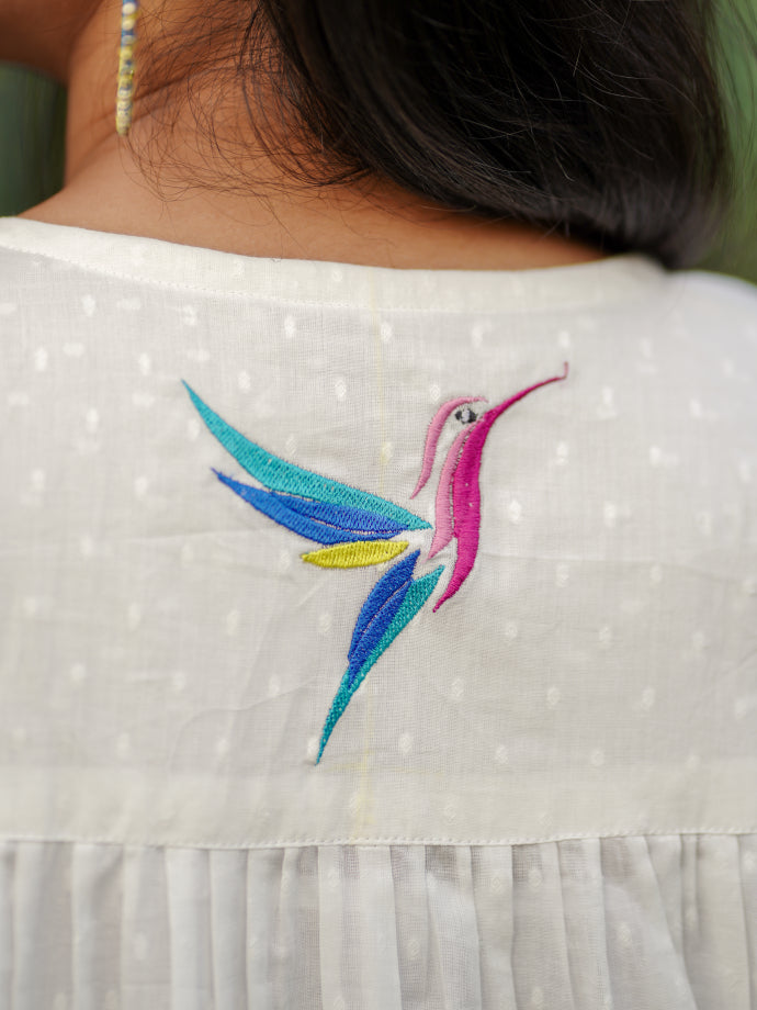 Satrangi Pankh White Cotton Kurta