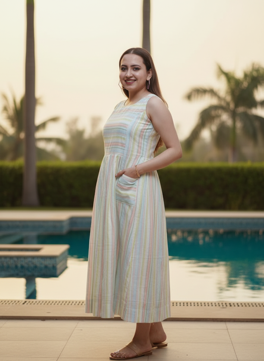 Crossroads Pastel Striped Dress