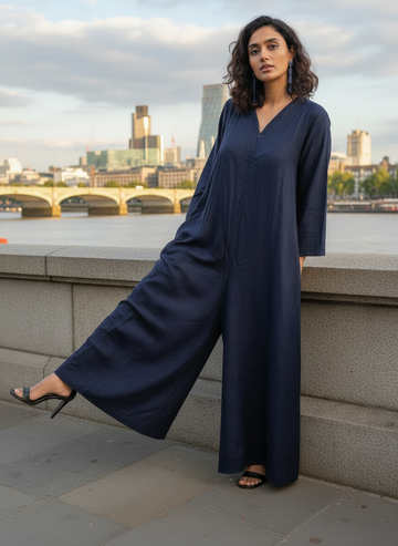Navy Blue Cotton Jumpsuit