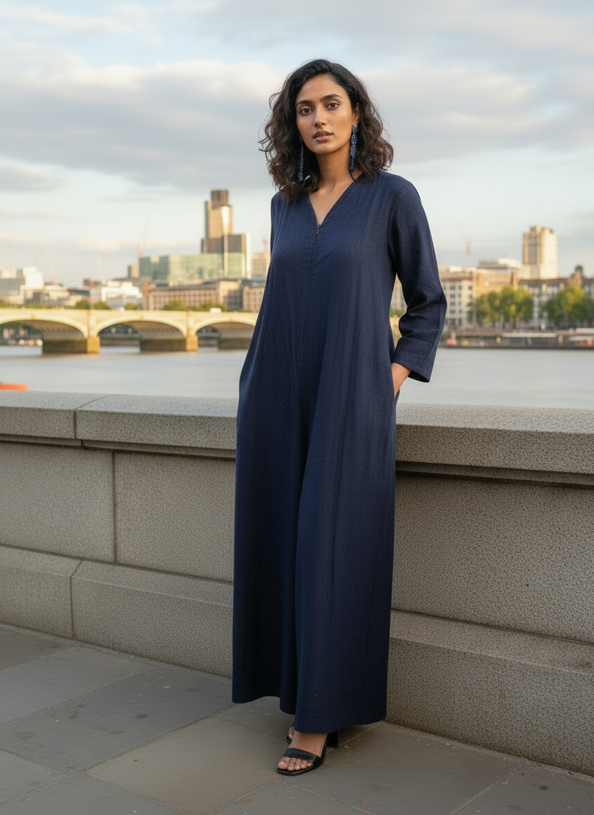 Navy Blue Cotton Jumpsuit