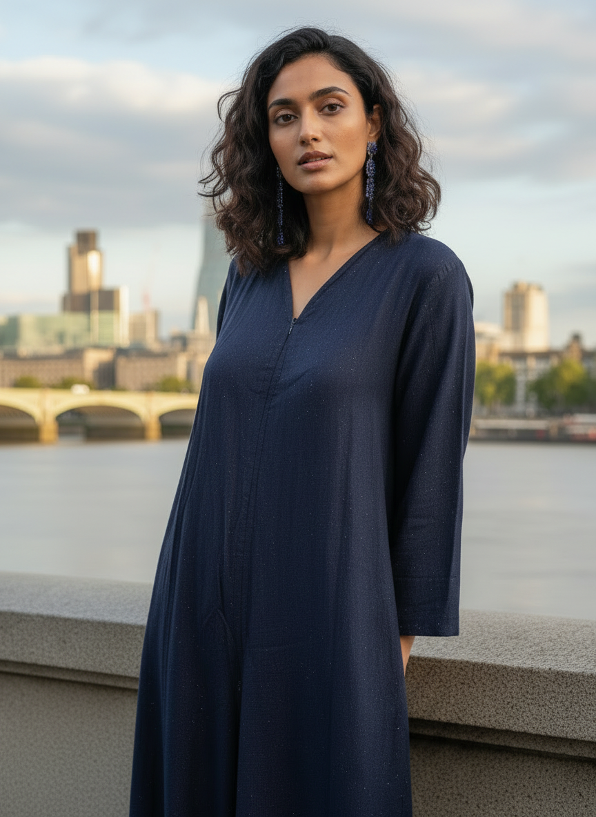 Navy Blue Cotton Jumpsuit
