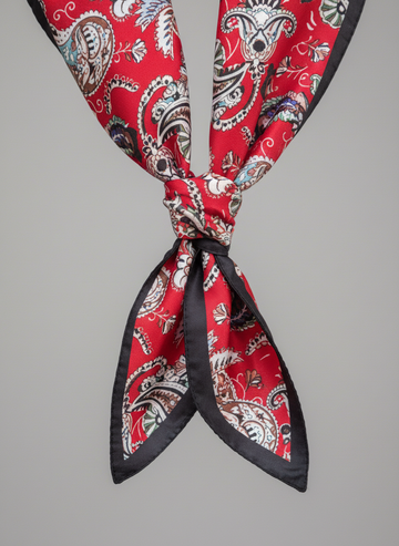 Red Printed Silk Scarf