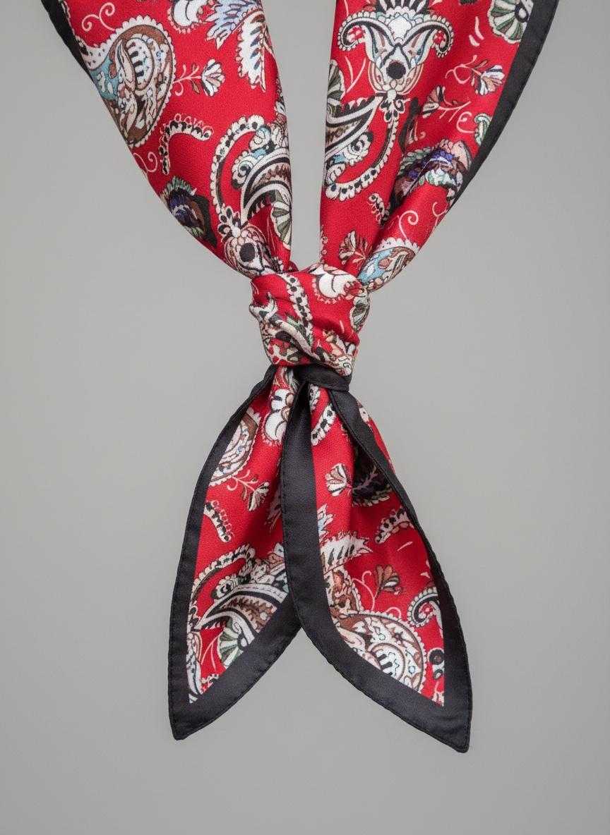 Red Printed Silk Scarf