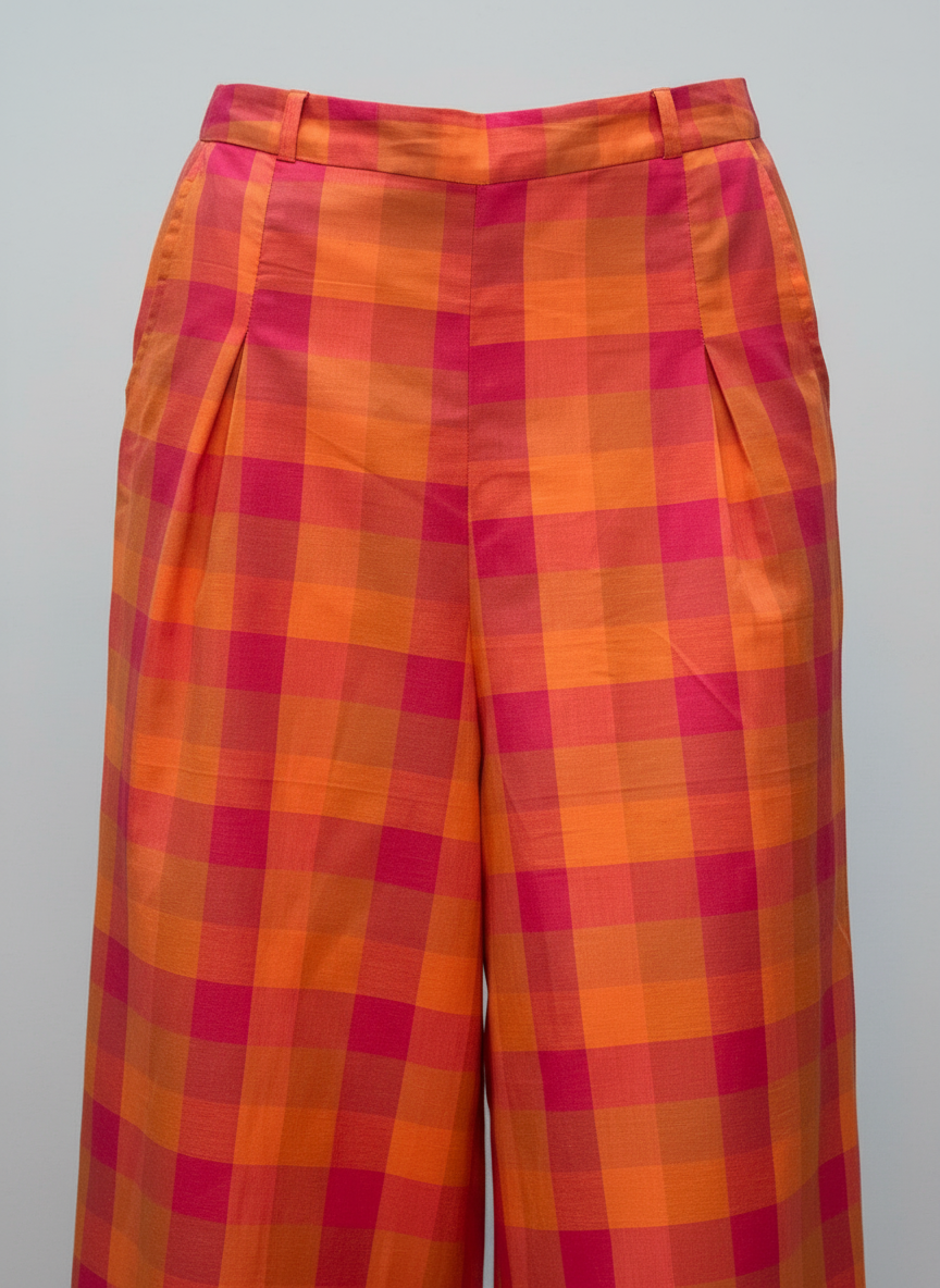 Tangerine Plaid Wide Legs